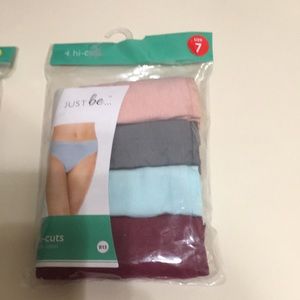 Ladies 4 pack 100% cotton hi-cut panties